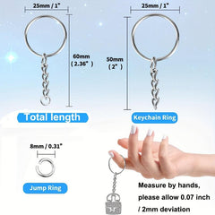 30pcs Split Keyrings With Chains Silvery Key Chains Rings Open Jump Ring 1 Inch