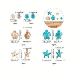 40pcs Turtle Starfish Pine Stone Beads for Jewelry Making