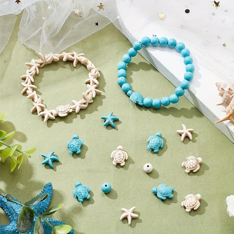 40pcs Turtle Starfish Pine Stone Beads for Jewelry Making