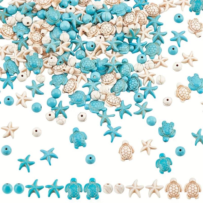 40pcs Turtle Starfish Pine Stone Beads for Jewelry Making