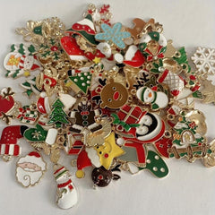 200pcs Mix Random Christmas Drop Alloy Pendant Enamel Charms for DIY Jewelry
