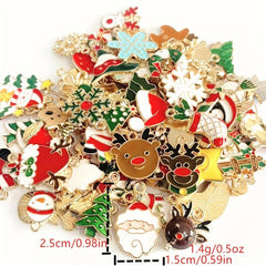 200pcs Mix Random Christmas Drop Alloy Pendant Enamel Charms for DIY Jewelry