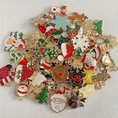 200pcs Mix Random Christmas Drop Alloy Pendant Enamel Charms for DIY Jewelry
