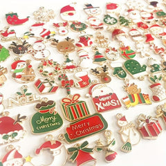 200pcs Mix Random Christmas Drop Alloy Pendant Enamel Charms for DIY Jewelry