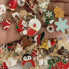 200pcs Mix Random Christmas Drop Alloy Pendant Enamel Charms for DIY Jewelry