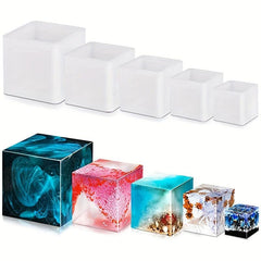 5pcs Deep Square Resin Silicone Mold Set DIY Box Resin Casting