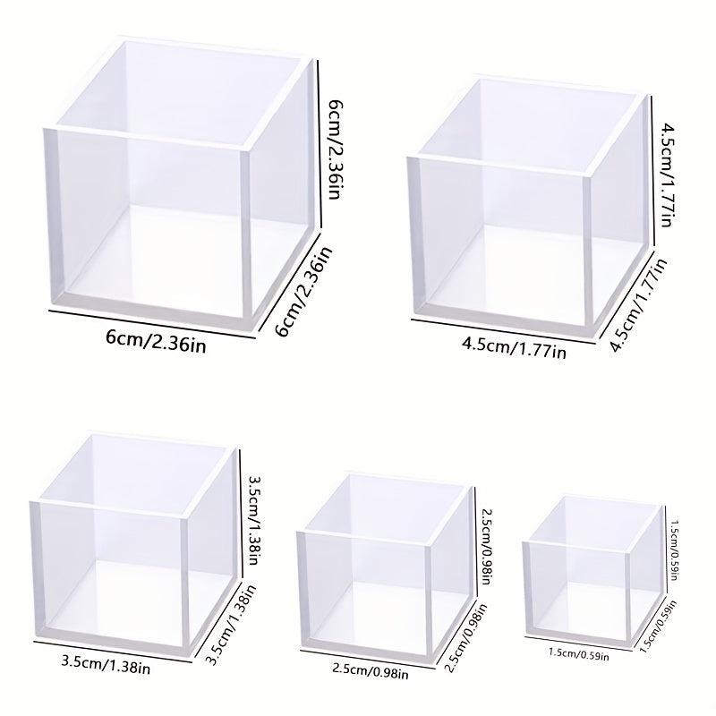 5pcs Deep Square Resin Silicone Mold Set DIY Box Resin Casting