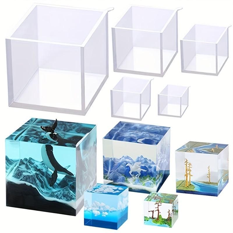 5pcs Deep Square Resin Silicone Mold Set DIY Box Resin Casting
