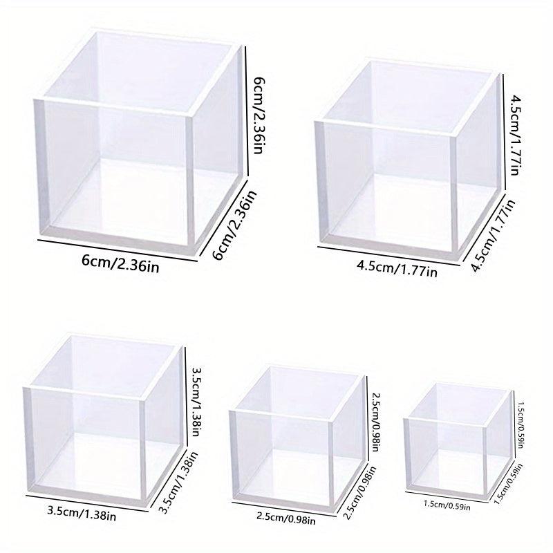 5pcs Deep Square Resin Silicone Mold Set DIY Box Resin Casting