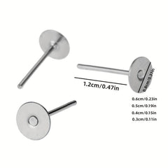 50 Pcs Stainless Steel Post Earring Studs for DIY Jewelry Making