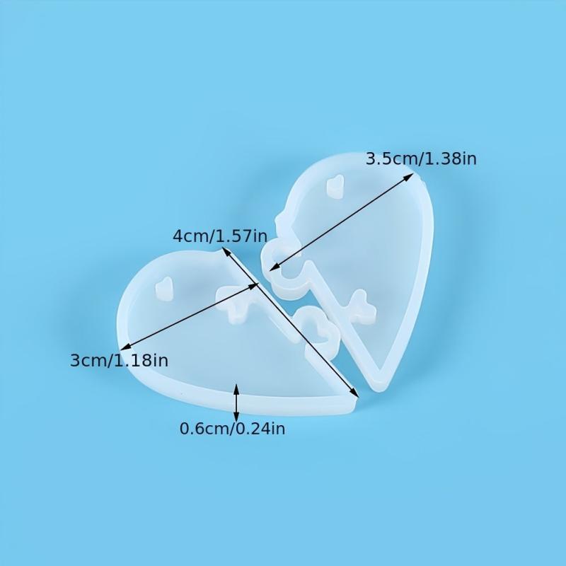 Heart Puzzle Pendant Silicone Mold Love Lock Resin Mold