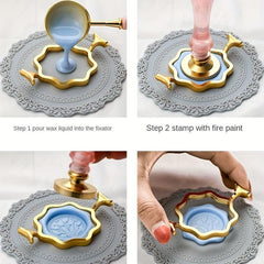 Flower Wax Seal Stamp Ring 2 Stamp Holder Set