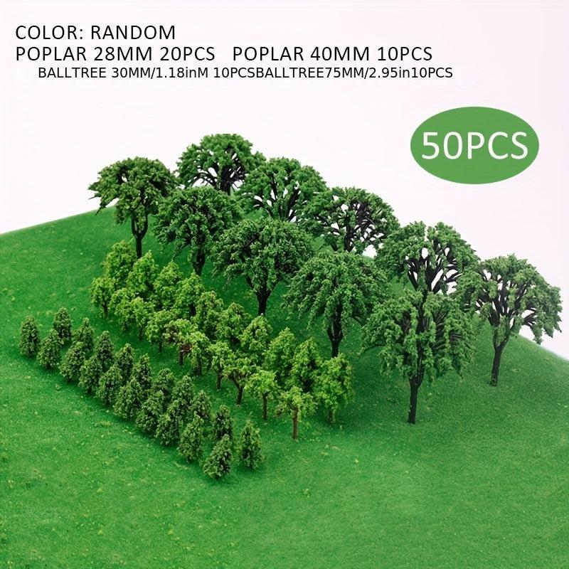 50pcs Poplar Ball Trees Train Park Railway Scenery Layout