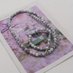 Boho Style Acrylic Bead Chain Bag Strap Silver Hardware