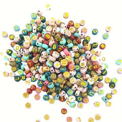 100Pcs Colorful Golden Letter Beads DIY Jewelry Making Supplies
