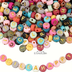100Pcs Colorful Golden Letter Beads DIY Jewelry Making Supplies