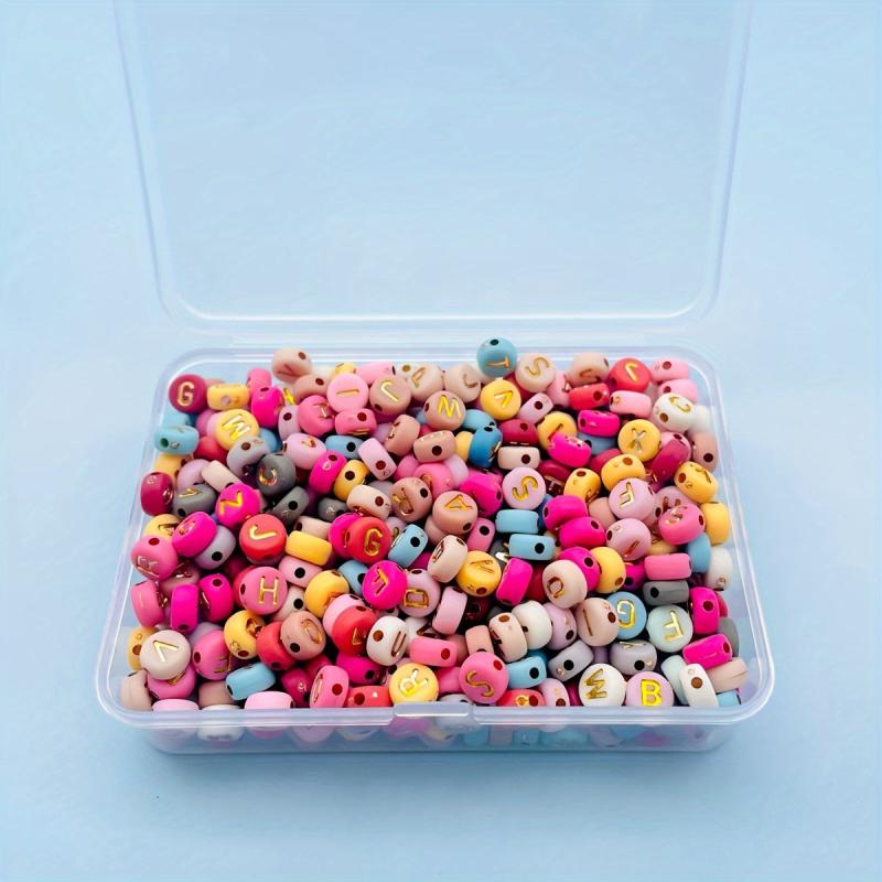 100Pcs Colorful Golden Letter Beads DIY Jewelry Making Supplies