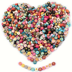 100Pcs Colorful Golden Letter Beads DIY Jewelry Making Supplies