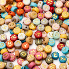 100Pcs Colorful Golden Letter Beads DIY Jewelry Making Supplies