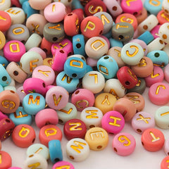 100Pcs Colorful Golden Letter Beads DIY Jewelry Making Supplies