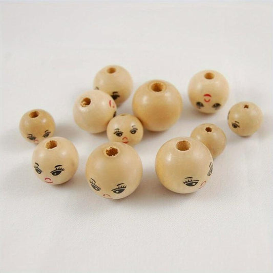 Smiling Face Wooden Beads for DIY Jewelry Making