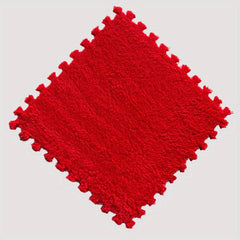 12pcs Pink Plush Puzzle Foam Floor Seat Mat For Girls Kids Room