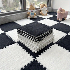 12pcs Pink Plush Puzzle Foam Floor Seat Mat For Girls Kids Room