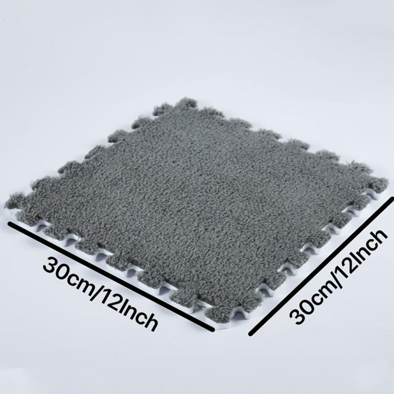 12pcs Plush Puzzle Foam Floor Mat Interlocking Soft Climbing Carpet