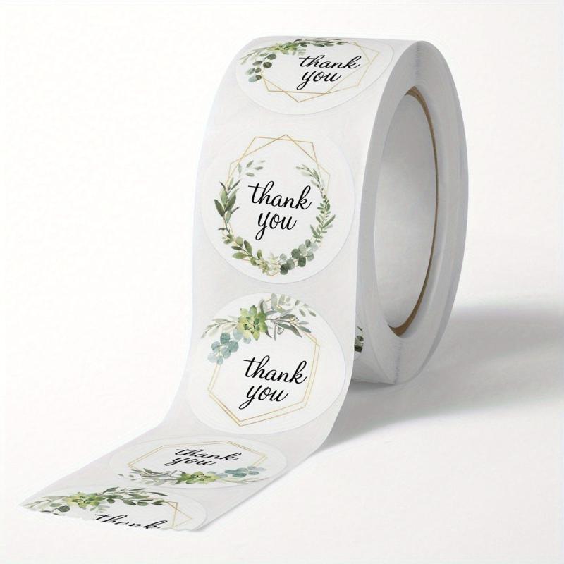 500pcs Round Flower Thank You Stickers for Party & Wedding Decor