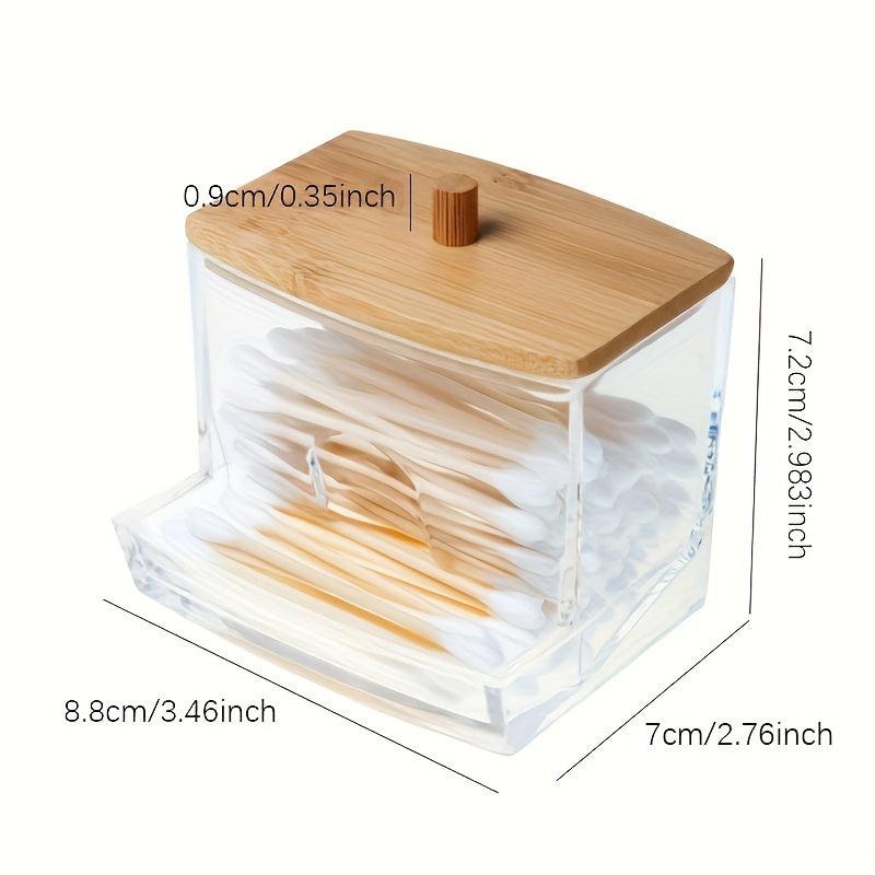 7oz Cotton Swab Pad Holder with Wooden Lids