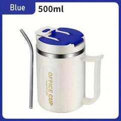 304 Stainless Steel Coffee Mug with Spoon & Lid