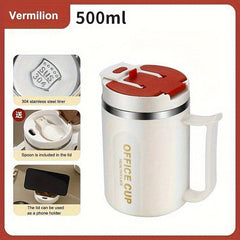 304 Stainless Steel Coffee Mug with Spoon & Lid