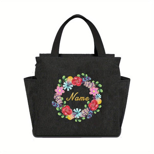 Insulated Lunch Bag Canvas Thermal Bento Box Handbag Large Capacity