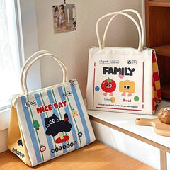 Cartoon Insulated Lunch Bag Durable Bento Box Carrier with Cat NICE