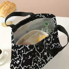 Kitten Printed Lunch Bag Insulated Leak Proof Handbag for Work