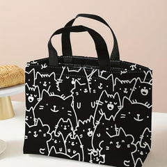 Kitten Printed Lunch Bag Insulated Leak Proof Handbag for Work