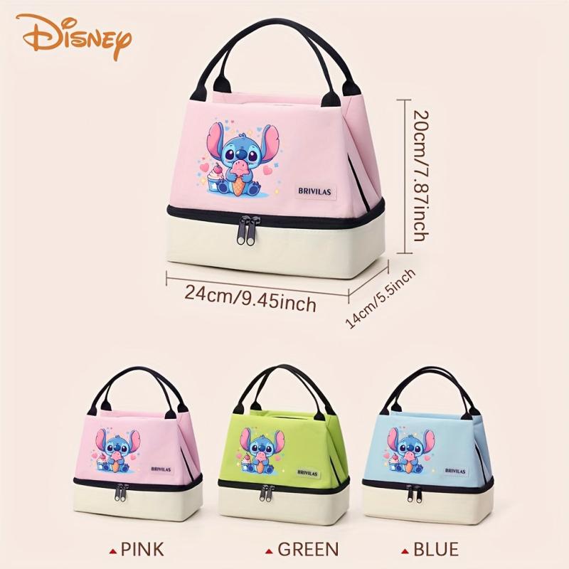 Stitch Insulated Lunch Bag Leak Proof Aluminum Foil Lining Pink Green