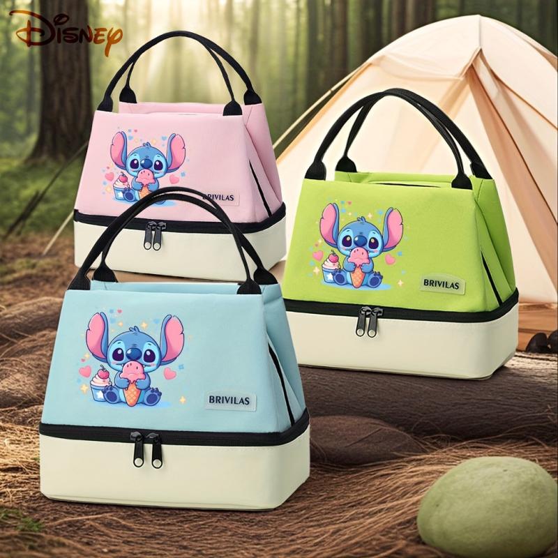 Stitch Insulated Lunch Bag Leak Proof Aluminum Foil Lining Pink Green
