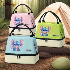 Stitch Insulated Lunch Bag Leak Proof Aluminum Foil Lining Pink Green