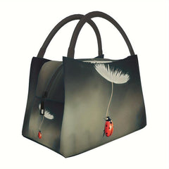 Portable Ladybug Insulated Lunch Bag for School Office Picnics Beach Outings