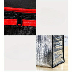 Large Red Insulated Lunch Bag - Portable Thermal Cooler for Picnics