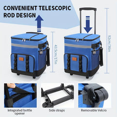 Large Wheeled Cooler Bag for Outdoor Picnics - Keeps Items Cold