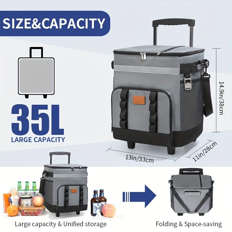 Large Wheeled Cooler Bag for Outdoor Picnics - Keeps Items Cold