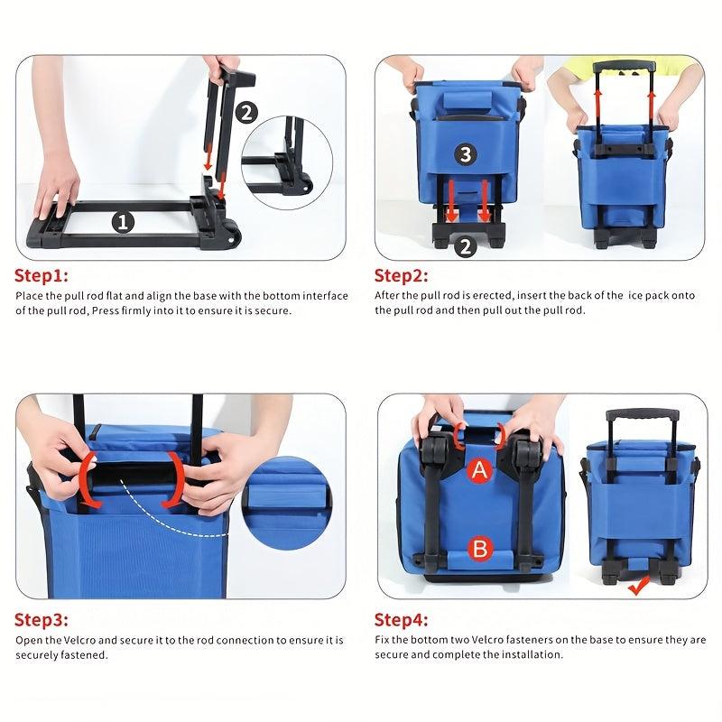Large Wheeled Cooler Bag for Outdoor Picnics - Keeps Items Cold