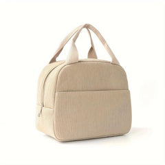 Corduroy Insulated Reusable Thermal Tote Leakproof Zip Closure