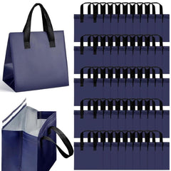 50 Navy Insulated Takeaway Bags Food Bags Coffee Milk Tea Hot And Cold
