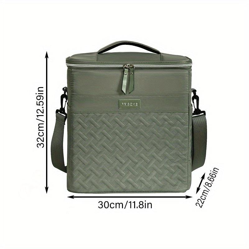 Large Capacity Insulated Lunch Bag with Crossbody Strap for Spring Picnics