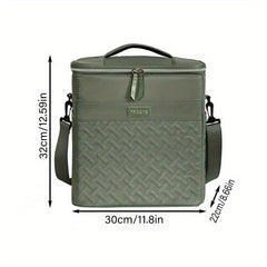Large Capacity Insulated Lunch Bag with Crossbody Strap for Spring Picnics