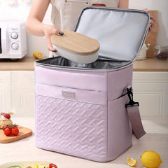 Large Capacity Insulated Lunch Bag with Crossbody Strap for Spring Picnics