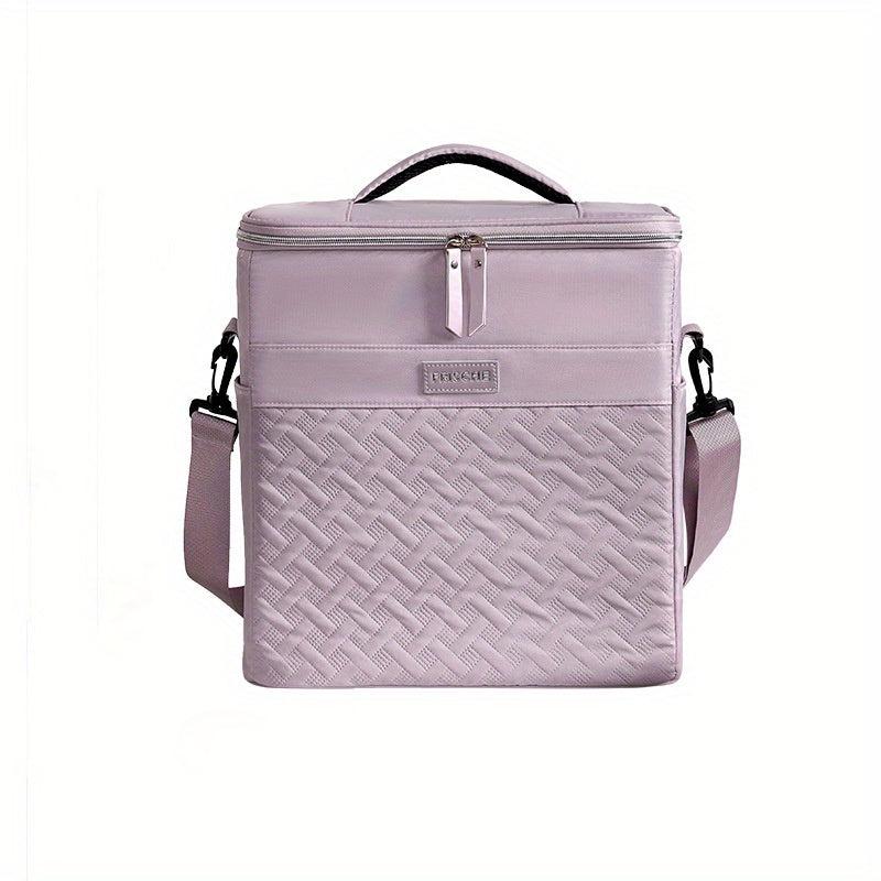 Large Capacity Insulated Lunch Bag with Crossbody Strap for Spring Picnics